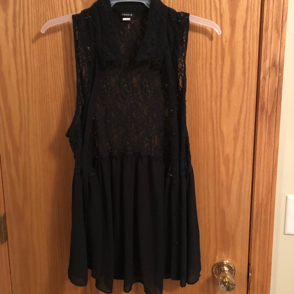 Sleeveless Lace Overlay